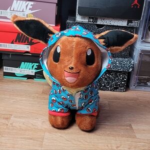 Build-A-Bear Pokemon Eve Plush Toy with Blue Hoodie